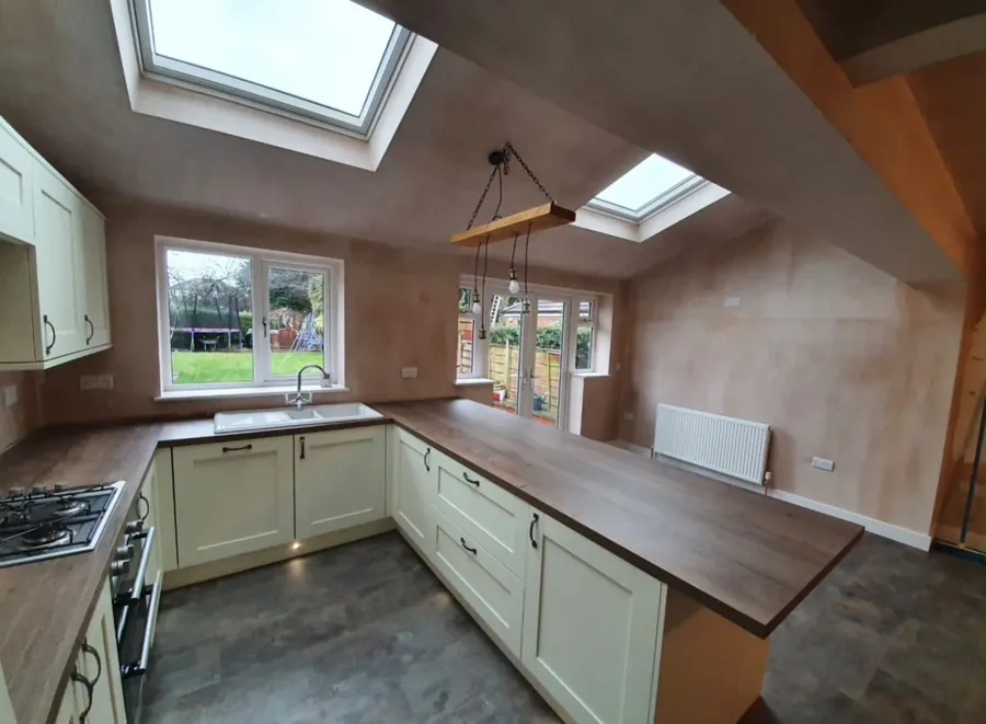 Shaker kitchen installation, view 2